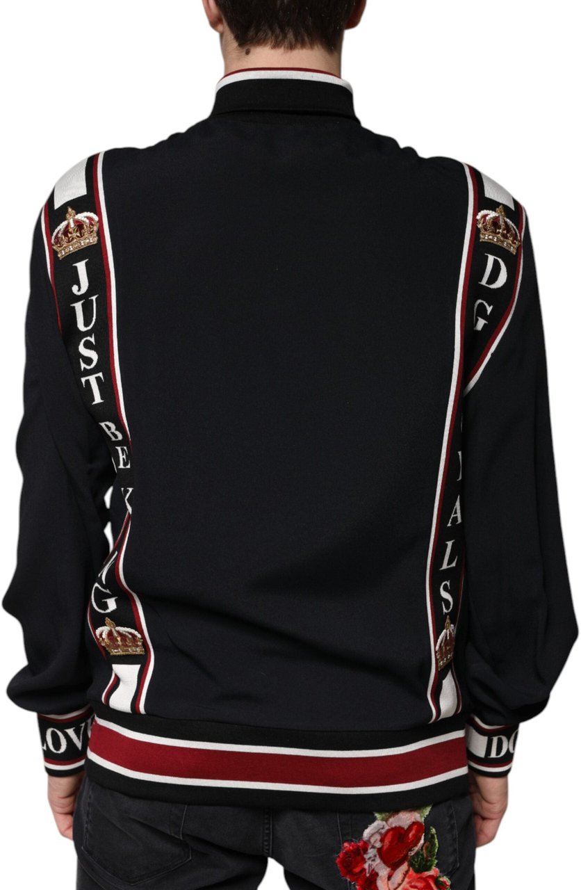 Dolce & Gabbana Black DG King Full Zip Sweatshirt Sweater Zwart