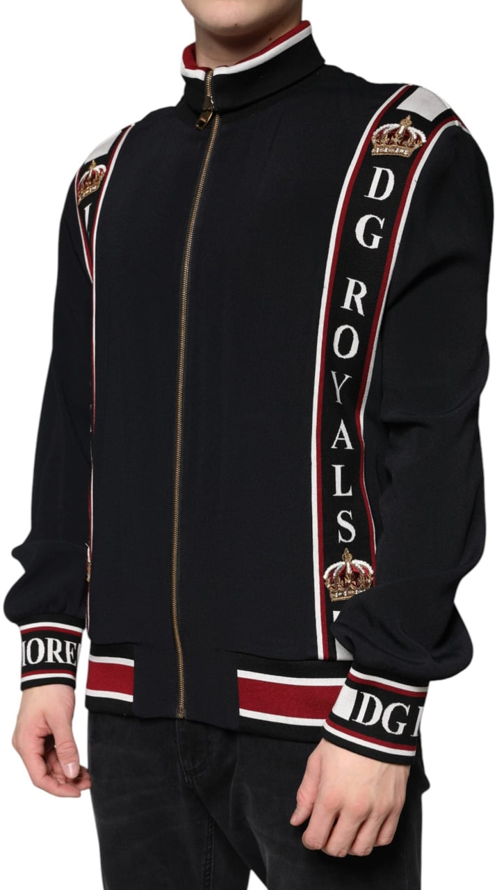Dolce & Gabbana Black DG King Full Zip Sweatshirt Sweater Zwart