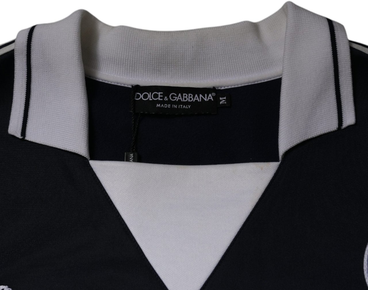 Dolce & Gabbana Blue Logo Jersey Collared Pullover Sweater Divers