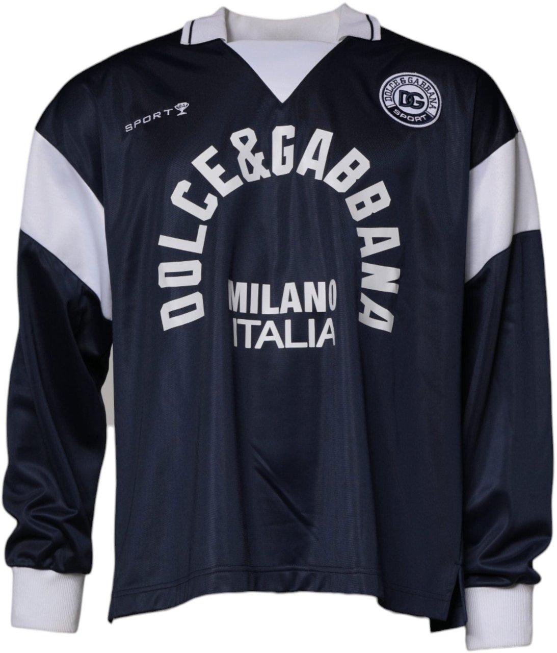 Dolce & Gabbana Blue Logo Jersey Collared Pullover Sweater Divers