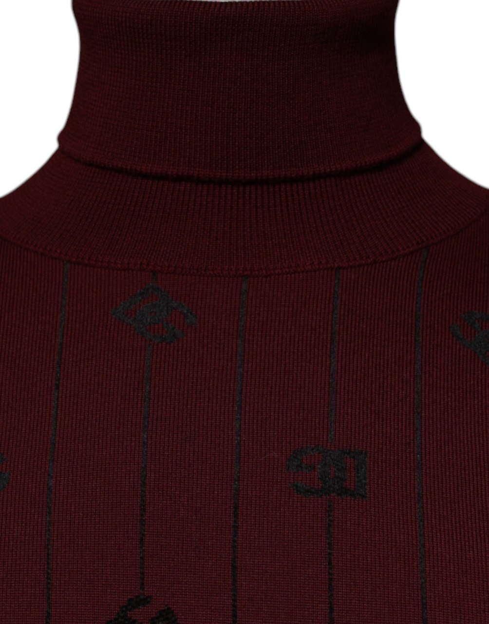 Dolce & Gabbana Maroon Monogram Turtleneck Pullover Sweater Maroon