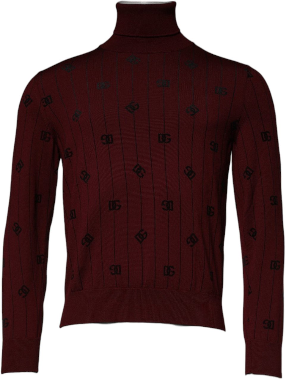 Dolce & Gabbana Maroon Monogram Turtleneck Pullover Sweater Maroon