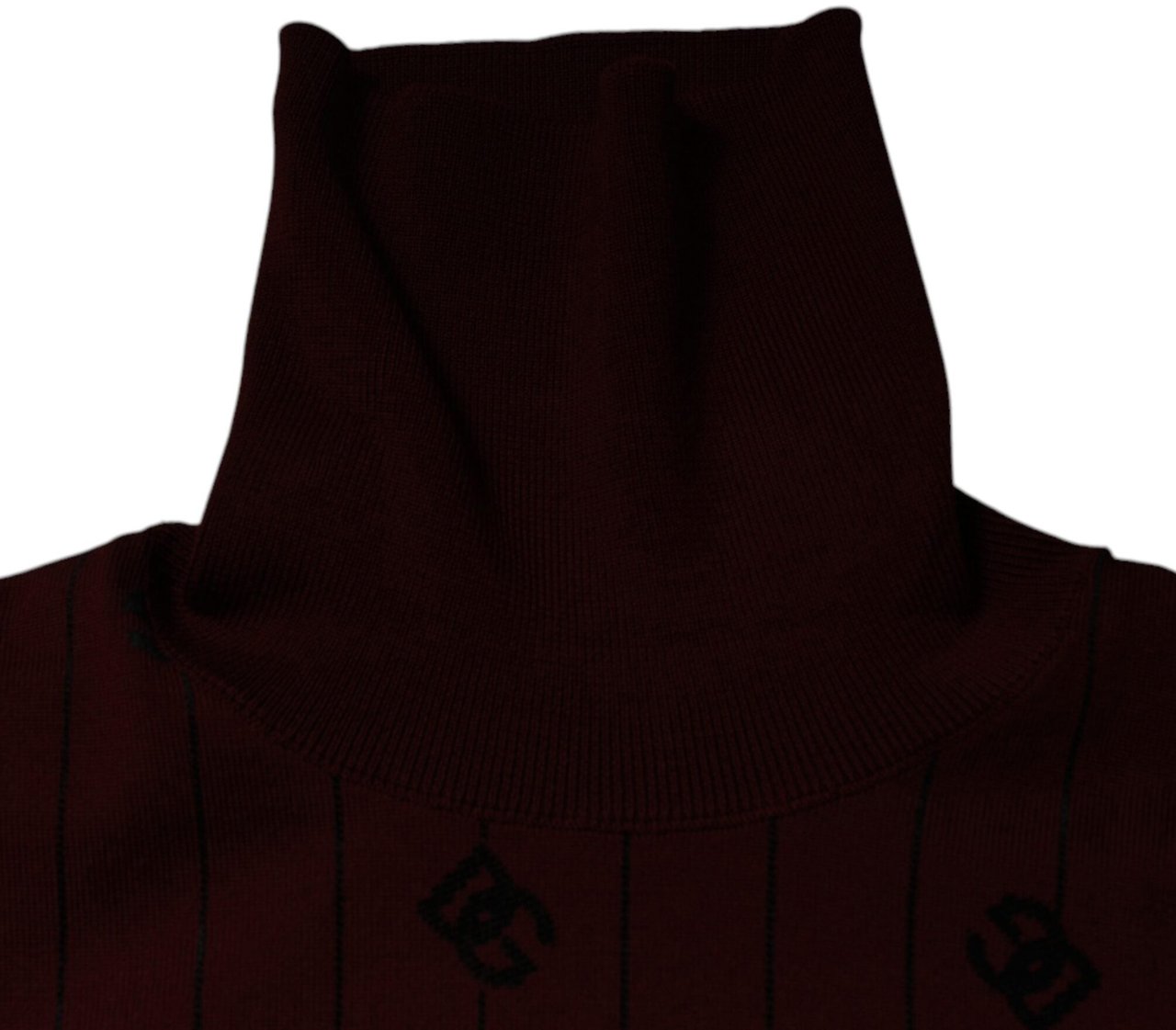 Dolce & Gabbana Maroon Monogram Turtleneck Pullover Sweater Maroon