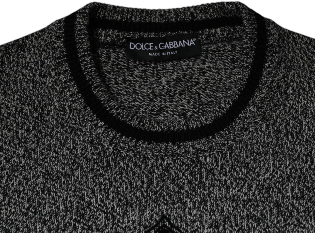 Dolce & Gabbana Gray Crown King Cashmere Pullover Sweater Grijs