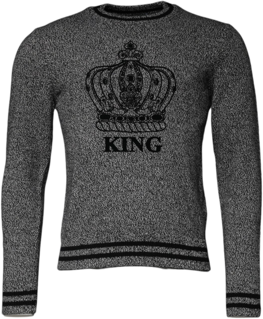 Dolce & Gabbana Gray Crown King Cashmere Pullover Sweater Grijs