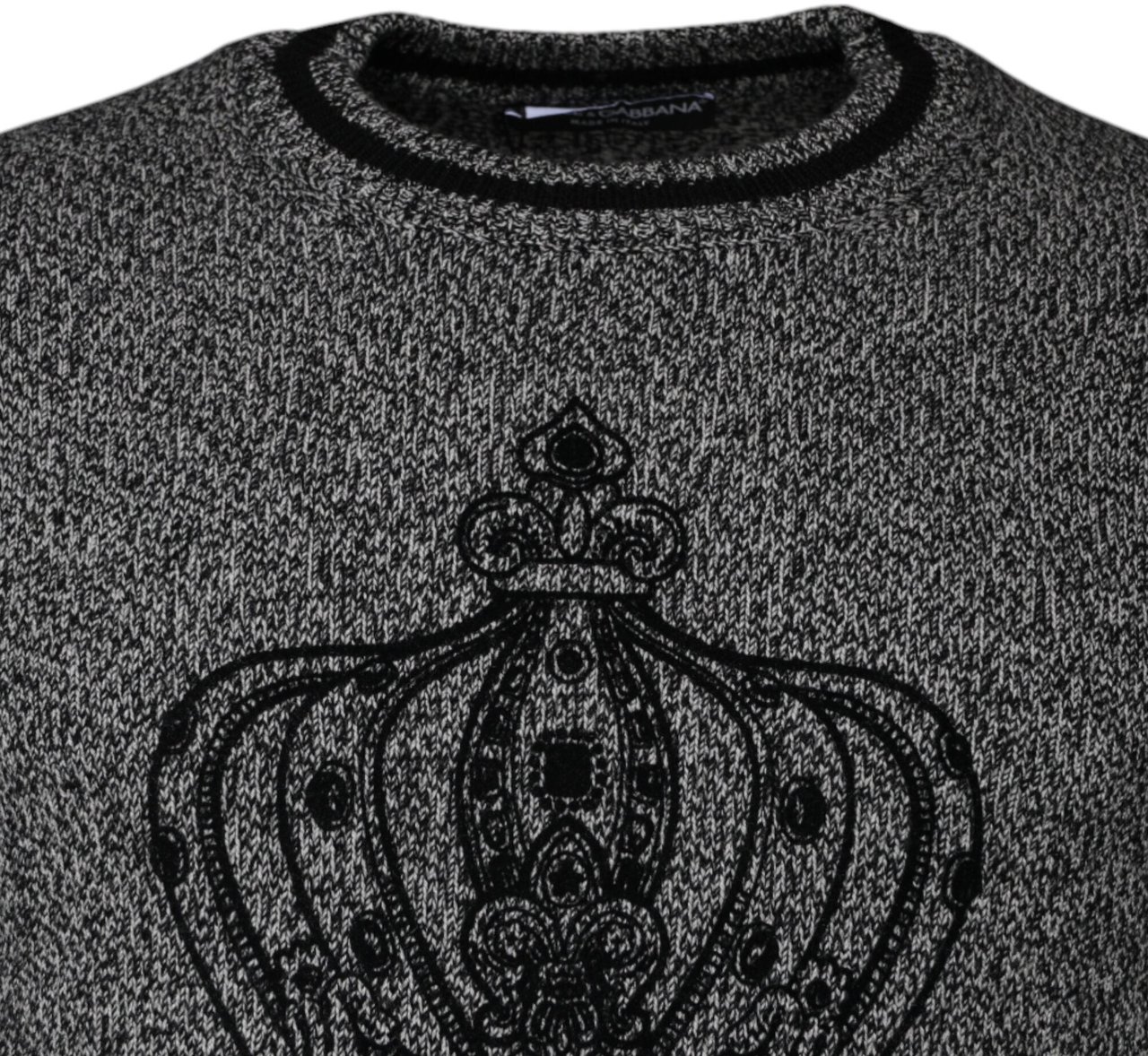 Dolce & Gabbana Gray Crown King Cashmere Pullover Sweater Grijs