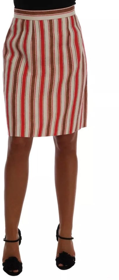 Dolce & Gabbana Multicolor Portofino Stripes Cotton Midi Skirt Divers