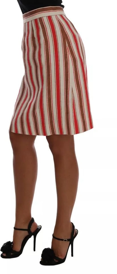 Dolce & Gabbana Multicolor Portofino Stripes Cotton Midi Skirt Divers