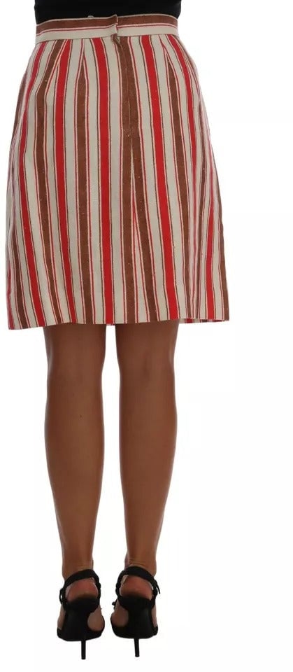 Dolce & Gabbana Multicolor Portofino Stripes Cotton Midi Skirt Divers