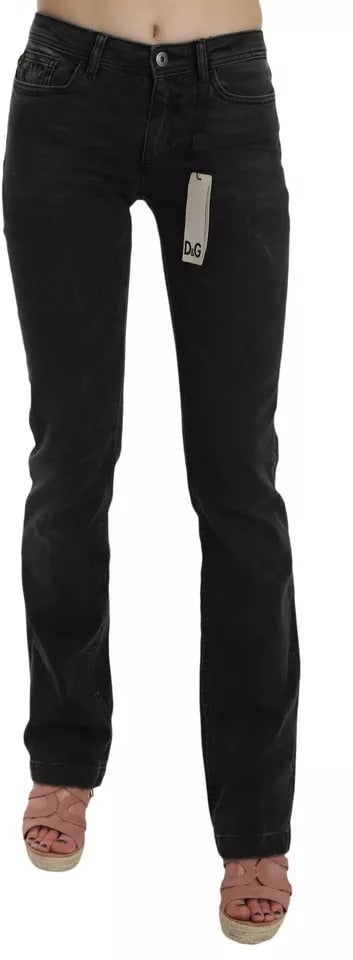 Dolce & Gabbana Black Slim Fit Cotton Jeans D&G Pants Zwart