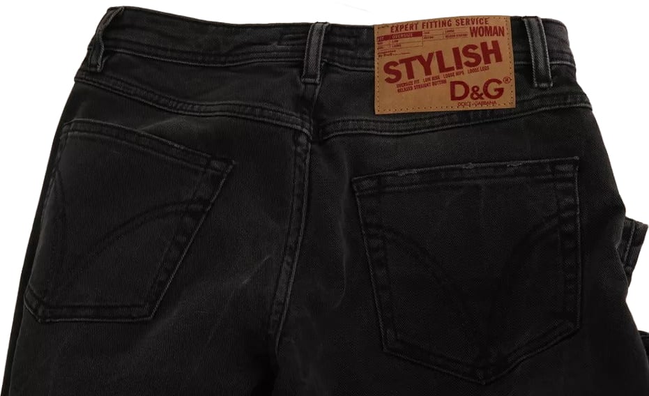 Dolce & Gabbana Black Slim Fit Cotton Jeans D&G Pants Zwart