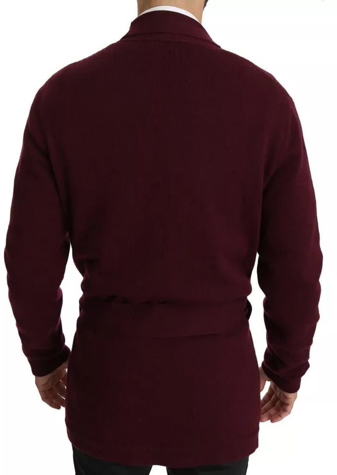 Dolce & Gabbana Bordeaux Cashmere Crown Cardigan Sweater Maroon