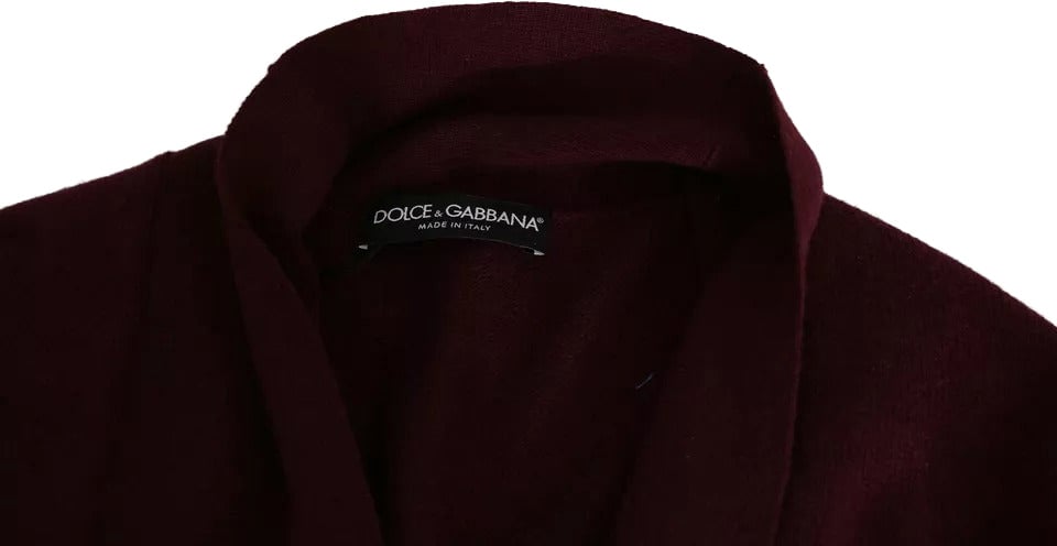 Dolce & Gabbana Bordeaux Cashmere Crown Cardigan Sweater Maroon