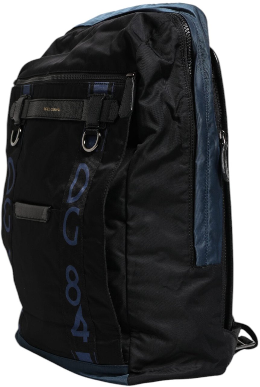 Dolce & Gabbana Black Nylon DG Logo School Backpack Bag Zwart