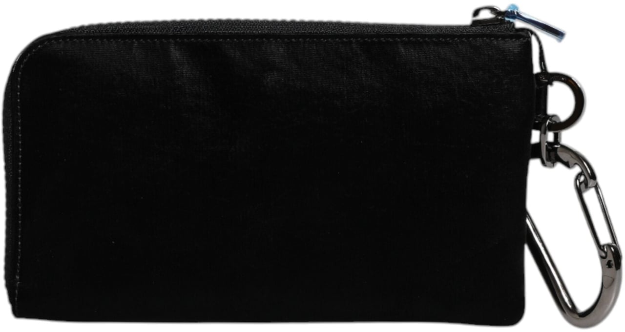 Dolce & Gabbana Black Nylon Logo Plaque Keyring Pouch Clutch Bag Zwart