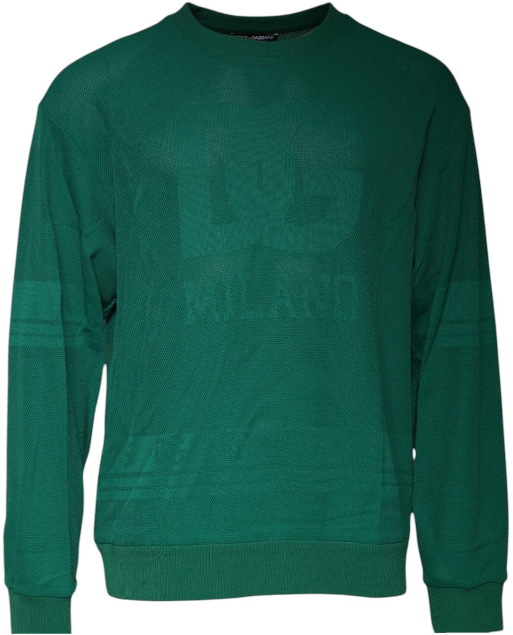 Dolce & Gabbana Green Logo Nylon Crew Neck Pullover Sweater Groen