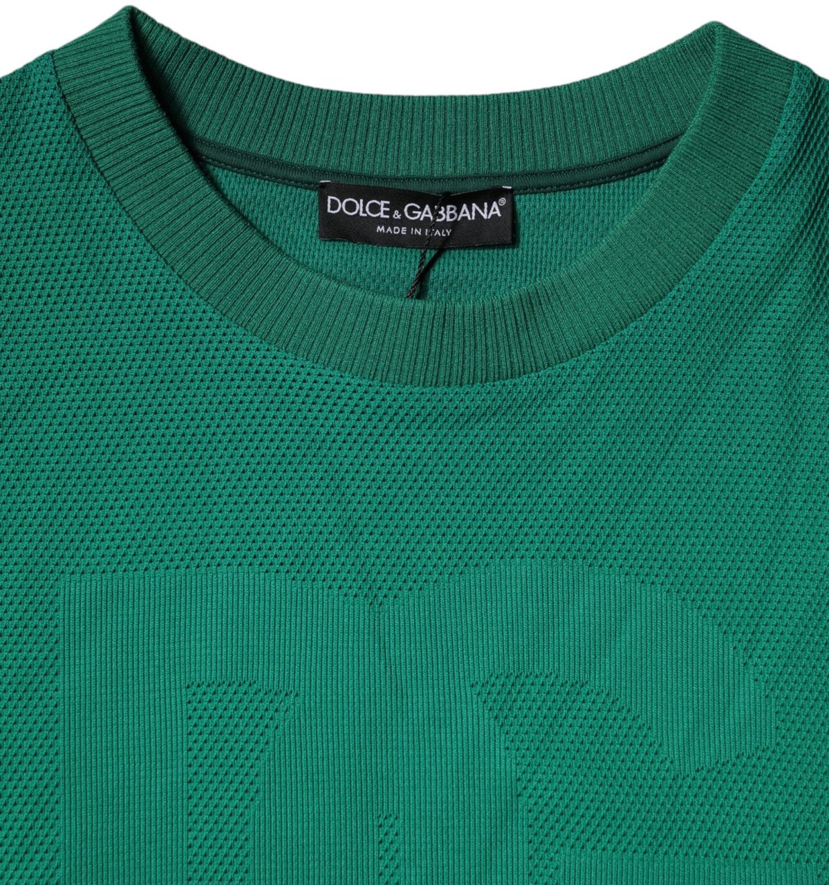 Dolce & Gabbana Green Logo Nylon Crew Neck Pullover Sweater Groen