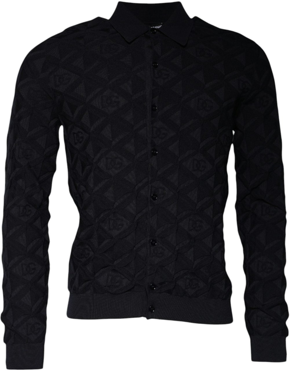 Dolce & Gabbana Black Silk Crew Neck Men Cardigan Sweater Zwart