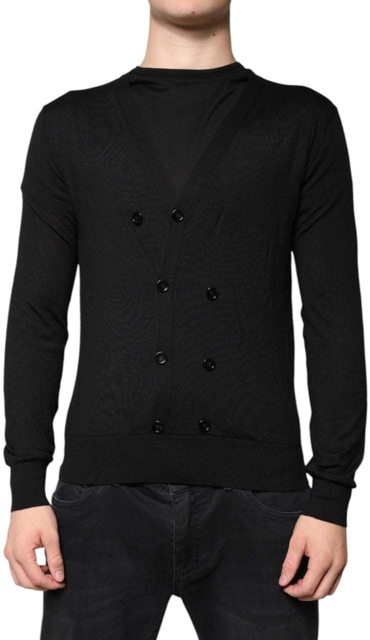 Dolce & Gabbana Black Cashmere Button Down Cardigan Sweater Zwart