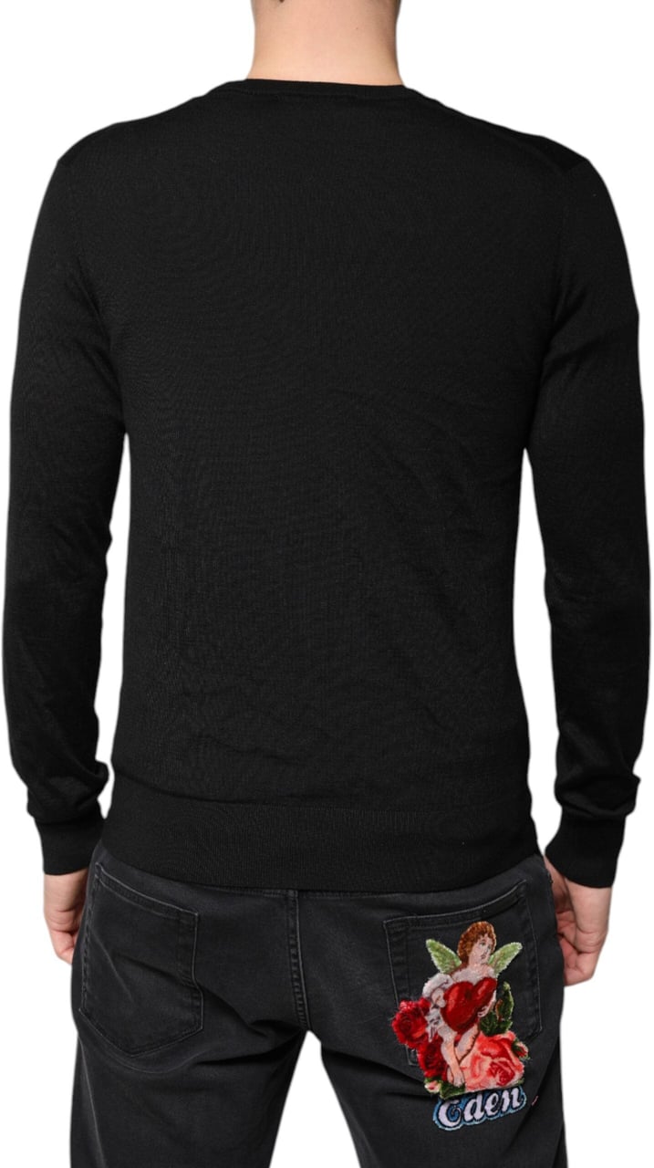 Dolce & Gabbana Black Cashmere Button Down Cardigan Sweater Zwart
