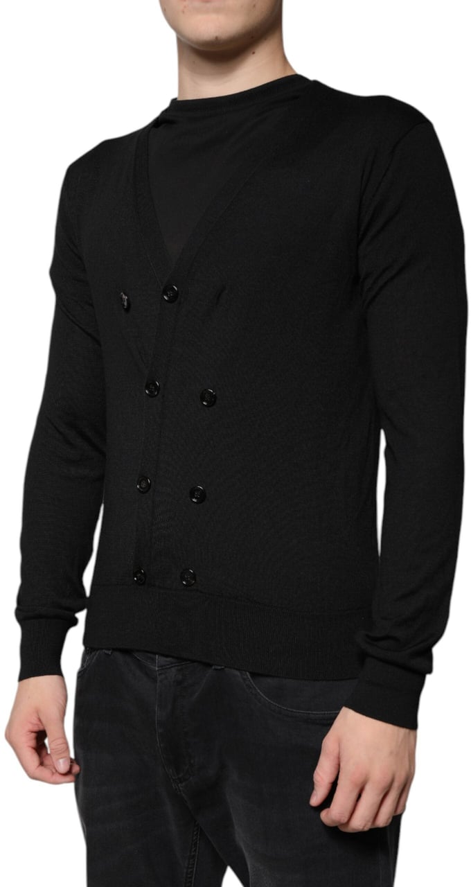 Dolce & Gabbana Black Cashmere Button Down Cardigan Sweater Zwart