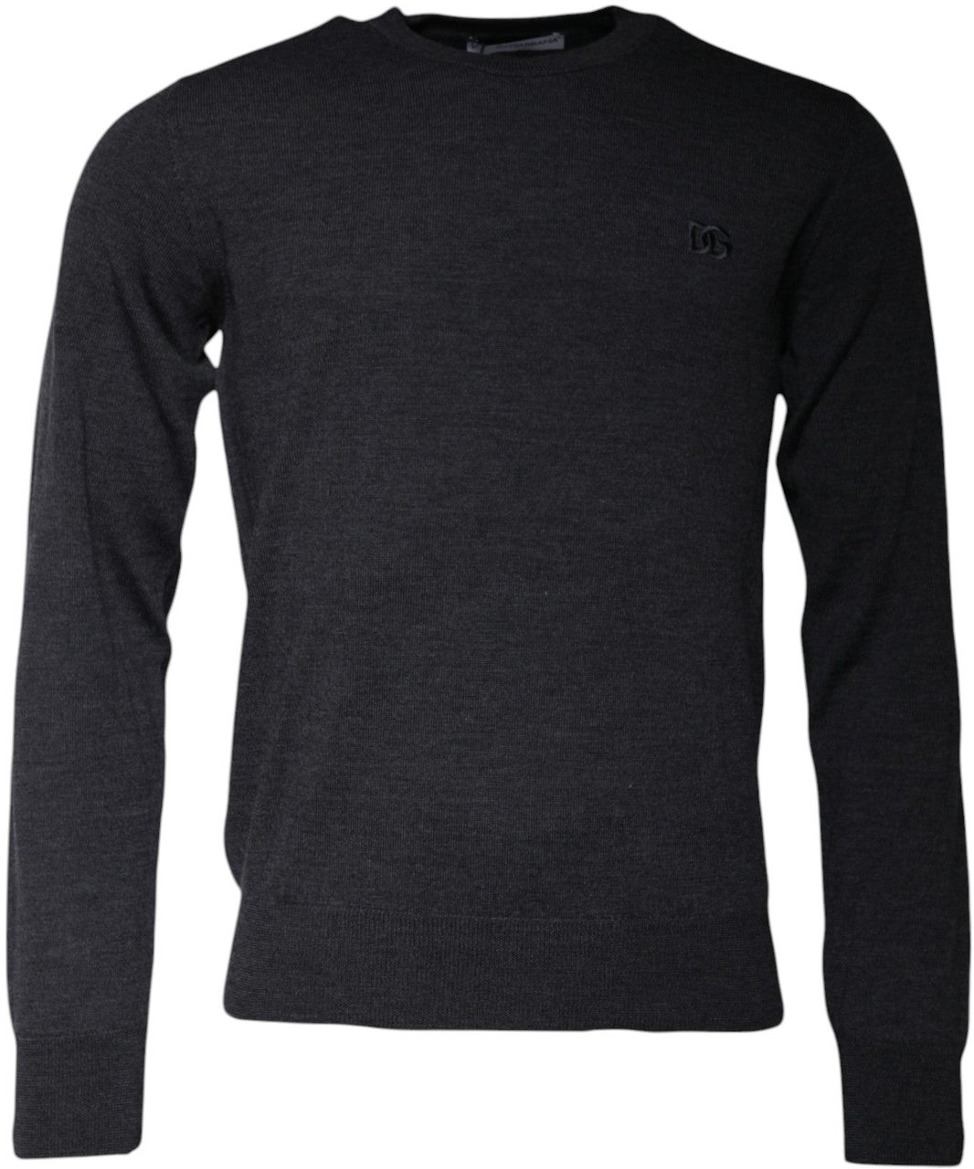 Dolce & Gabbana Dark Gray DG Logo Crew Neck Pullover Sweater Grijs