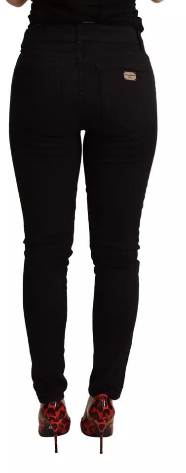 Dolce & Gabbana Black Cotton Stretch Skinny Denim Jeans Zwart