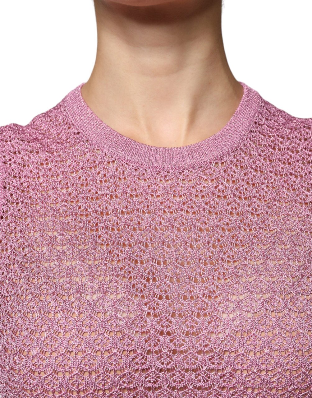 Dolce & Gabbana Pink Mesh See Through Sleeveless Tank Top Roze