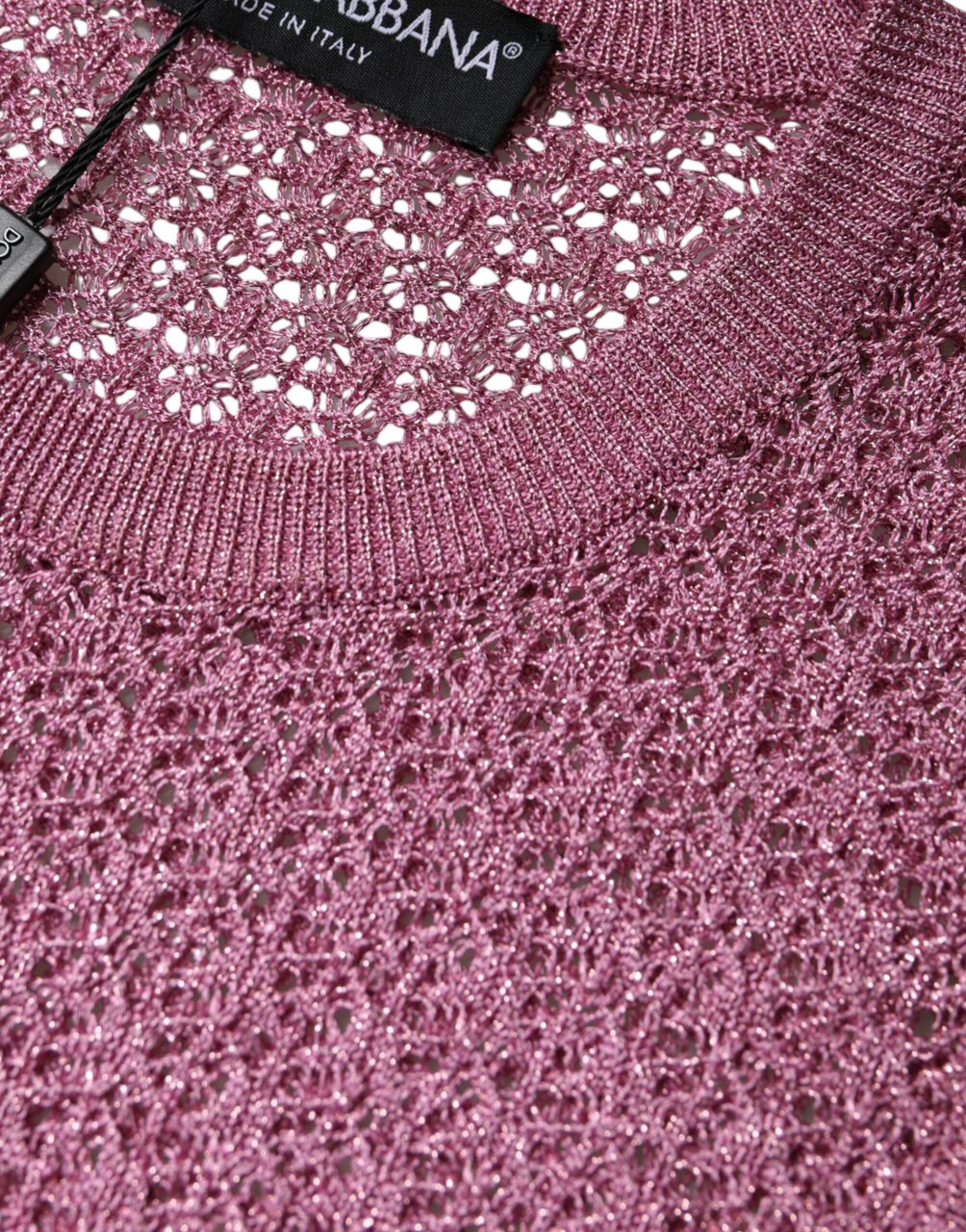 Dolce & Gabbana Pink Mesh See Through Sleeveless Tank Top Roze