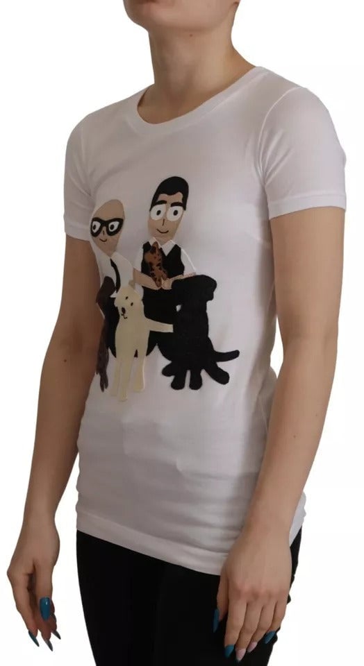 Dolce & Gabbana White #DGFamily Patch Top Cotton T-shirt Wit