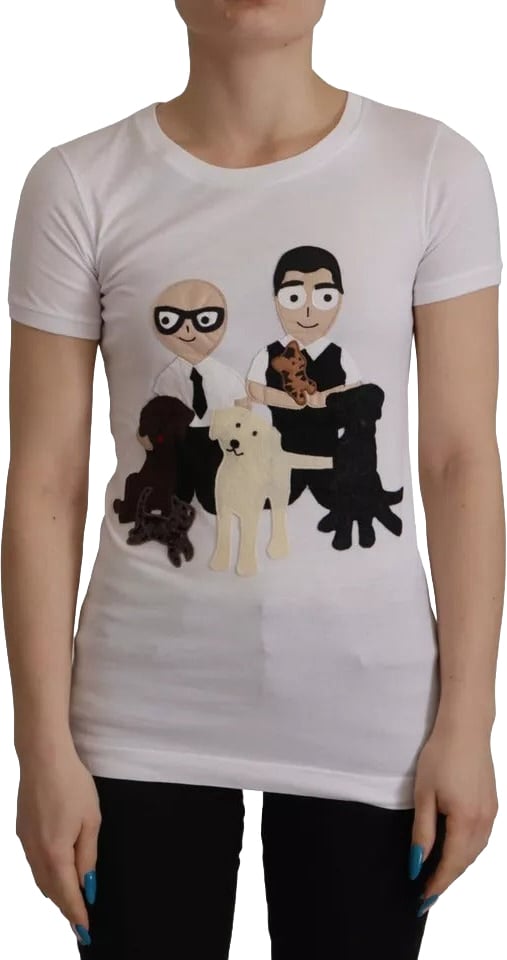 Dolce & Gabbana White #DGFamily Patch Top Cotton T-shirt Wit