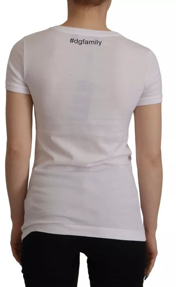 Dolce & Gabbana White #DGFamily Patch Top Cotton T-shirt Wit