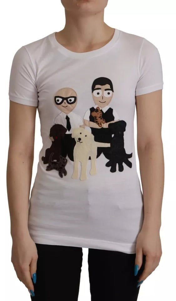 Dolce & Gabbana White #DGFamily Patch Top Cotton T-shirt Wit