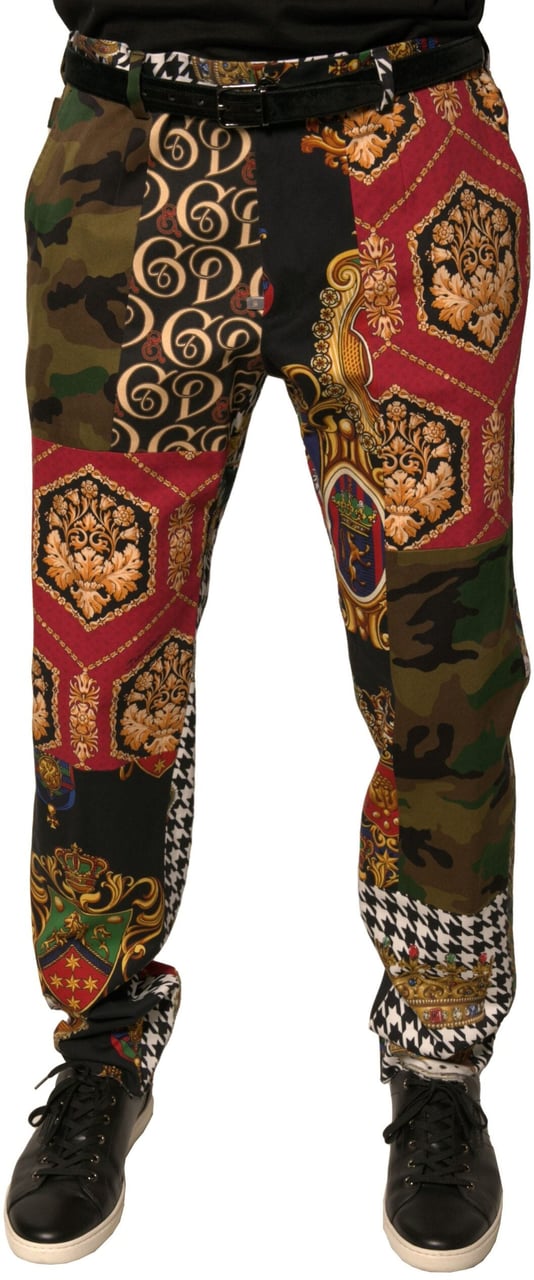 Dolce & Gabbana Multicolor Patchwork Men Dress Pants Divers