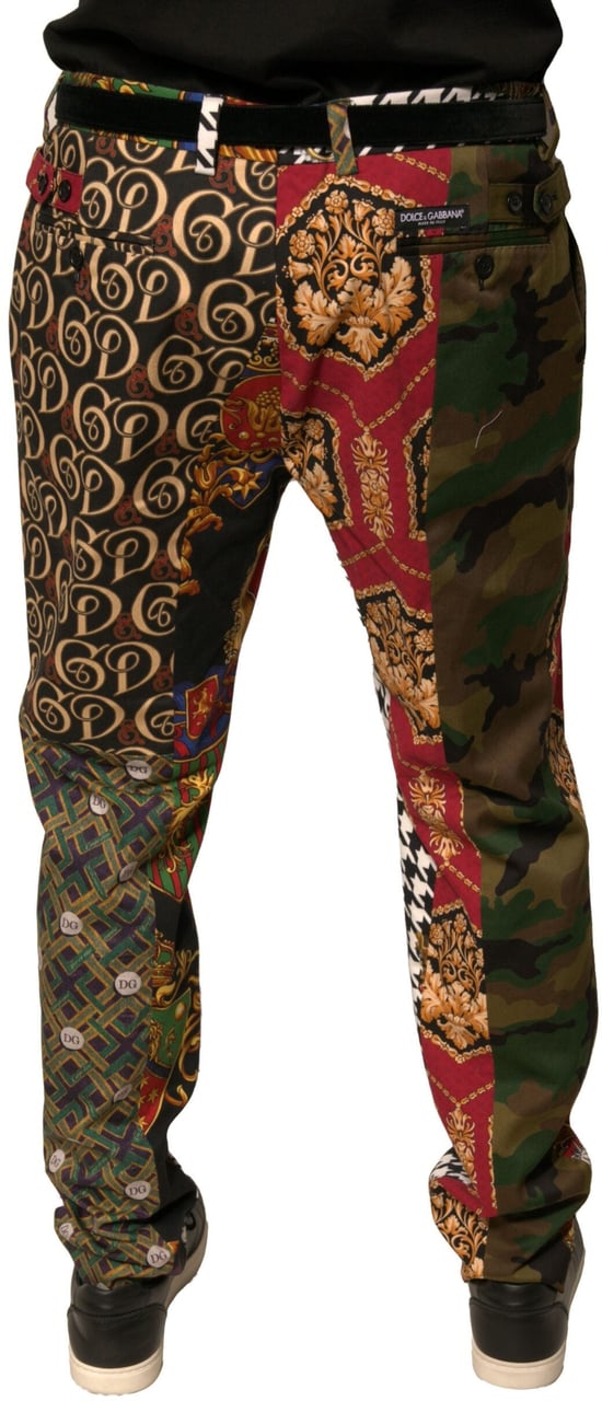 Dolce & Gabbana Multicolor Patchwork Men Dress Pants Divers