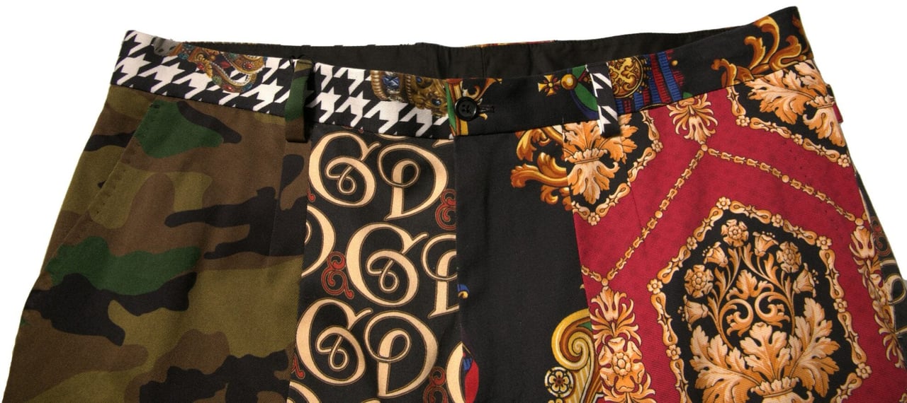 Dolce & Gabbana Multicolor Patchwork Men Dress Pants Divers