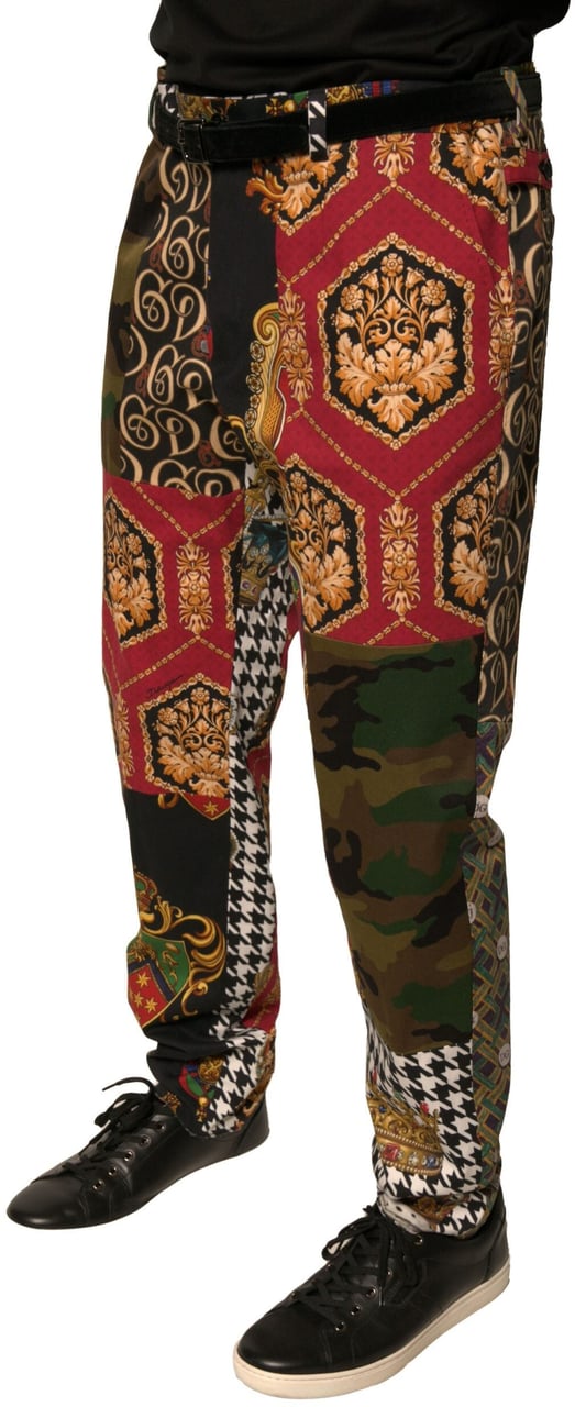 Dolce & Gabbana Multicolor Patchwork Men Dress Pants Divers