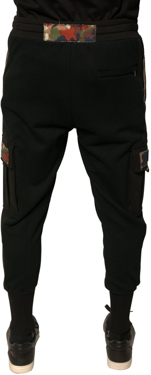 Dolce & Gabbana Black Cotton Jogger Cargo Sweatpants Pants Zwart