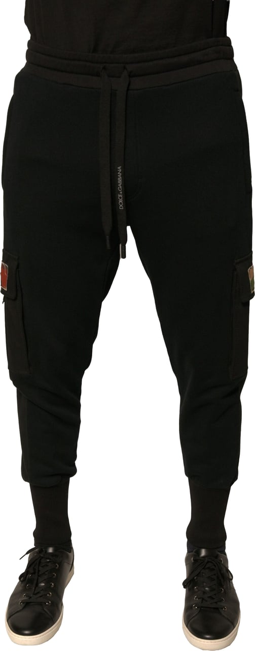 Dolce & Gabbana Black Cotton Jogger Cargo Sweatpants Pants Zwart