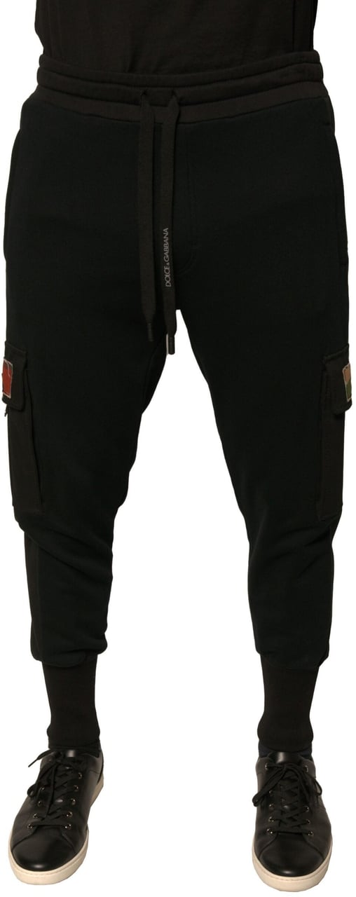 Dolce & Gabbana Black Cotton Jogger Cargo Sweatpants Pants Zwart