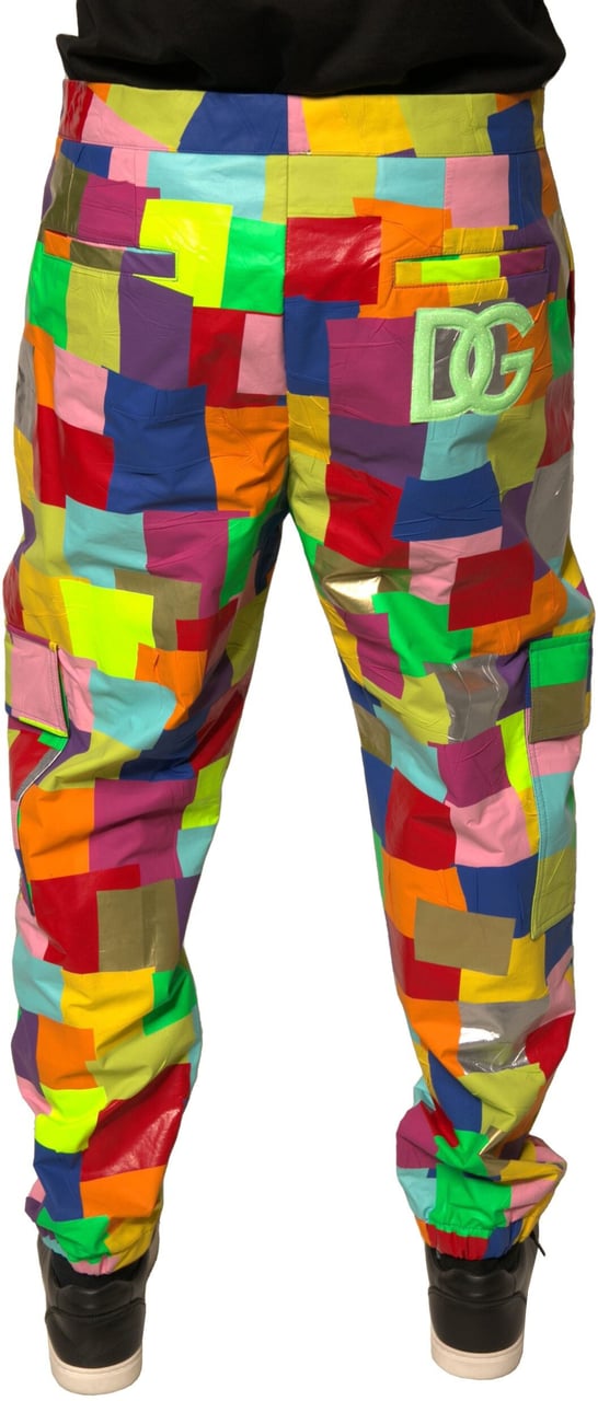 Dolce & Gabbana Multicolor Cotton Patchwork Men Cargo Pants Divers