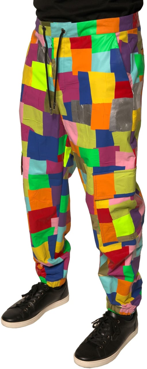 Dolce & Gabbana Multicolor Cotton Patchwork Men Cargo Pants Divers