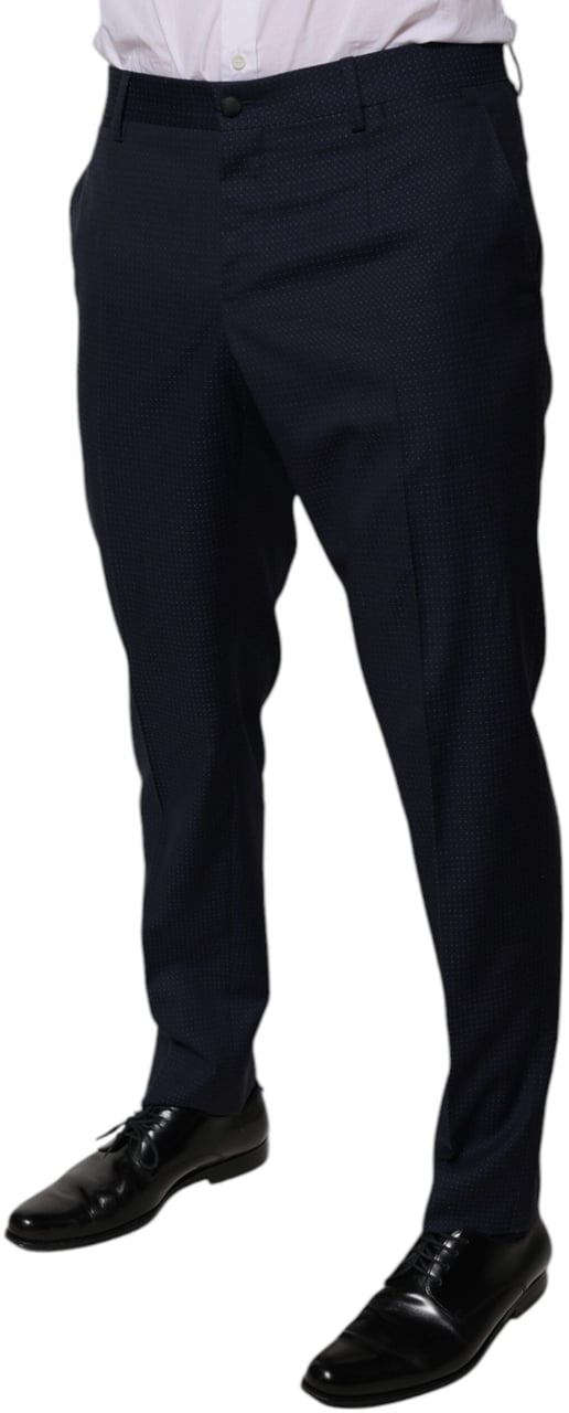 Dolce & Gabbana Dark Blue Cotton Men Dress Pants Blauw