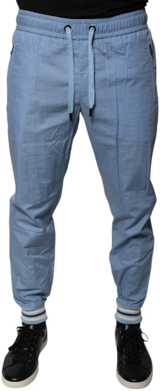 Dolce & Gabbana Blue Cotton Jogger Sweatpants Pants Blauw