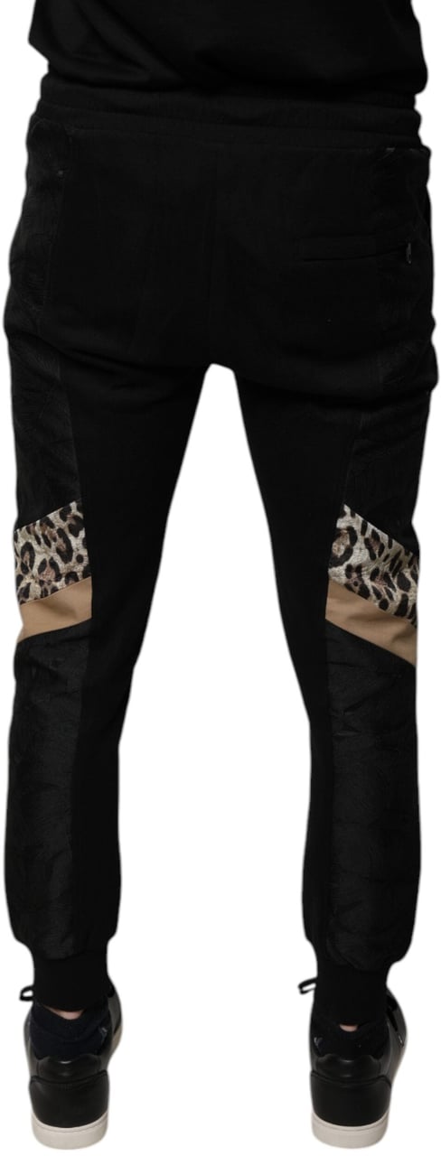 Dolce & Gabbana Black Leopard Slim Fit Jogger Pants Zwart