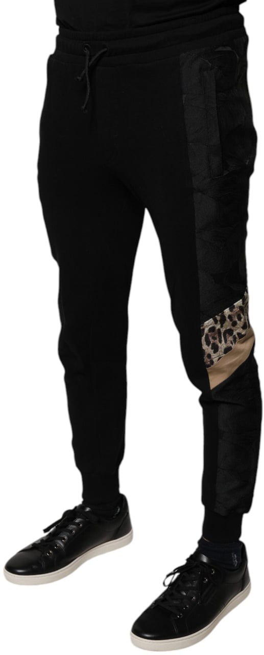 Dolce & Gabbana Black Leopard Slim Fit Jogger Pants Zwart