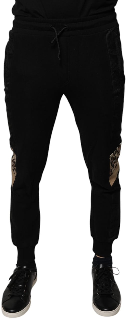 Dolce & Gabbana Black Leopard Slim Fit Jogger Pants Zwart