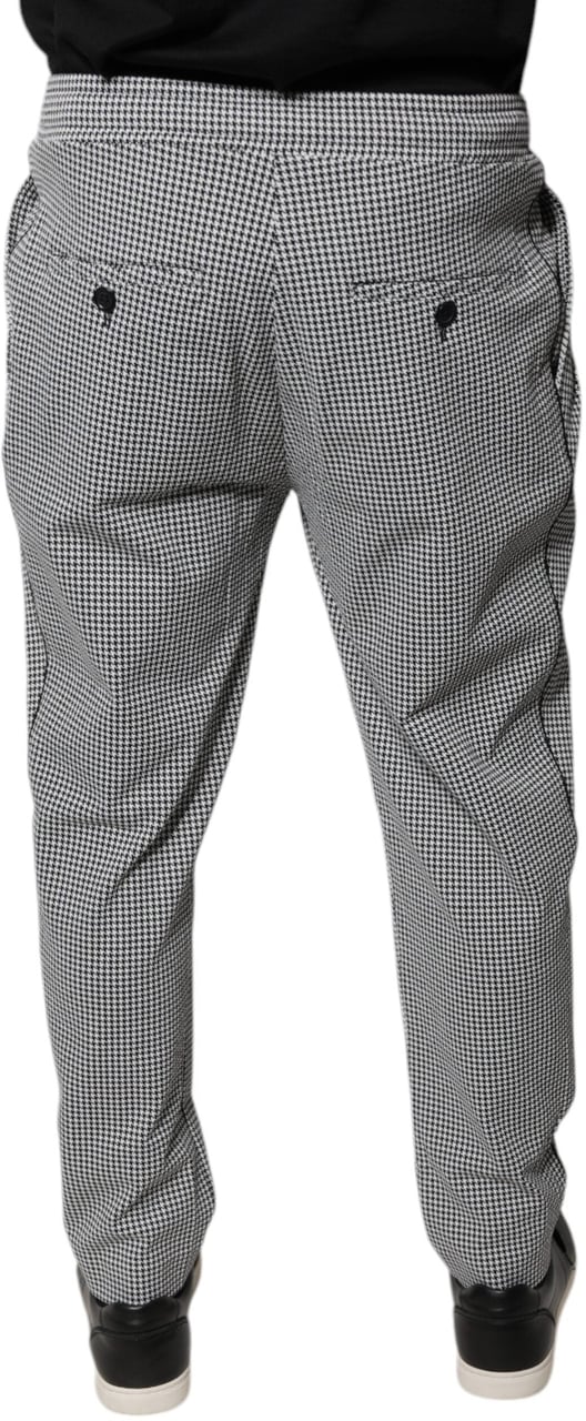 Dolce & Gabbana Black White Houndstooth Skinny Dress Pants Zwart