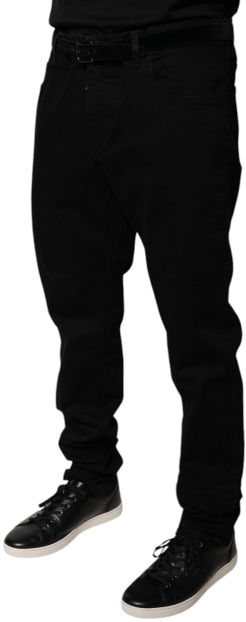 Dolce & Gabbana Black Logo Cotton Stretch Skinny Denim Jeans Zwart