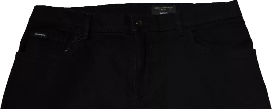 Dolce & Gabbana Black Logo Cotton Stretch Skinny Denim Jeans Zwart